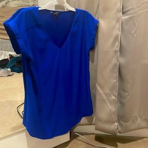 Royal blue V neck blouse from Express